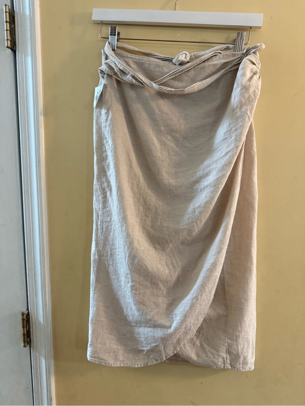 Marine Layer Beige Wrap Linen Midi Skirt, small